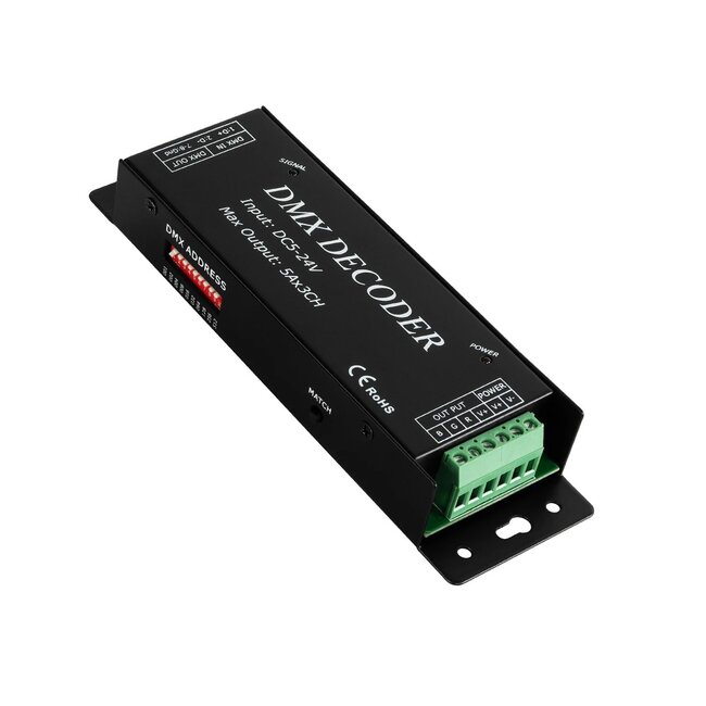 RGBCONTROLLER 73412 DMX Dimmer / Controller με RF Ασύρματο Χειριστήριο με 3 x 15A 75W Κανάλια DC 5-24V 15A 360W Max IP20 - DMX512 & RF2.4Ghz - Μ26.9 x Π9.6 x Υ4cm - 1 Χρόνος Εγγύηση