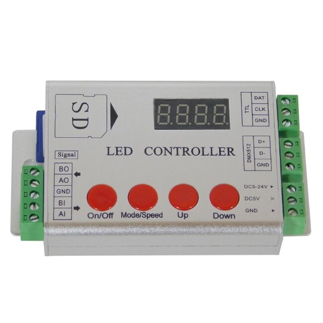 73444 LED Digital RGB Controller DMX512 & Κάρτα SD για LED Digital RGB Προϊόντα 5v - 12v - 24v  HC03 2048 IC - 7