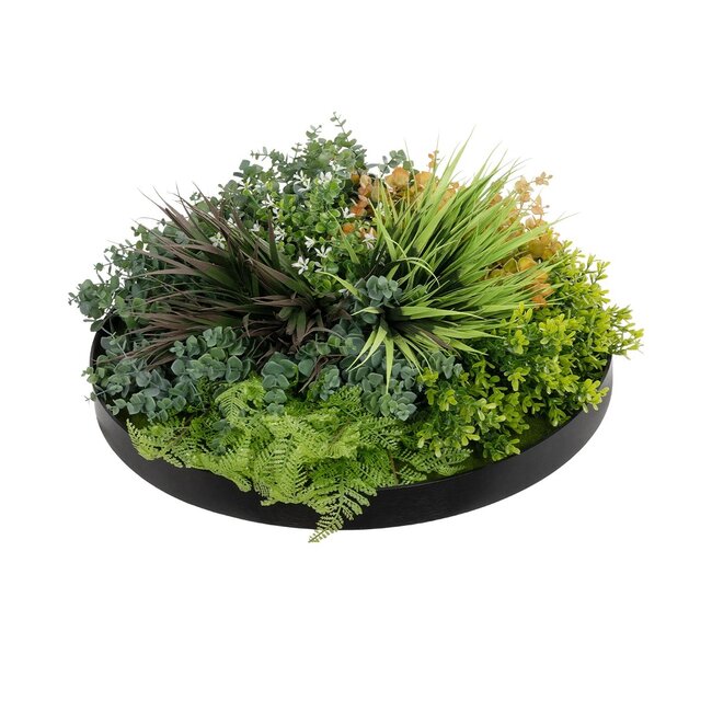 Artificial Garden VARIOUS PLANTS ROUND WALL DISC 20688 Τεχνητό Διακοσμητικό Στρογγυλό Πάνελ Φυλλωσιάς - Κάθετος Κήπος Μιξ Μ50 x Π50 x Υ23cm - 5