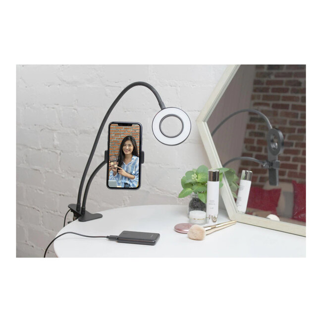 75809 Professional Digital Ring Light Φ9cm LED SMD 10W 1000lm 180° DC 5V με Καλώδιο Τροφοδοσίας USB - Ενσωματωμένο Χειριστήριο Εναλλαγής Χρωμάτων & 1 Βάση Τηλεφώνου - CCT Θερμό Λευκό 3000K - Φυσικό Λευκό 4500K - Ψυχρό Λευκό 6000K Dimmable - 6