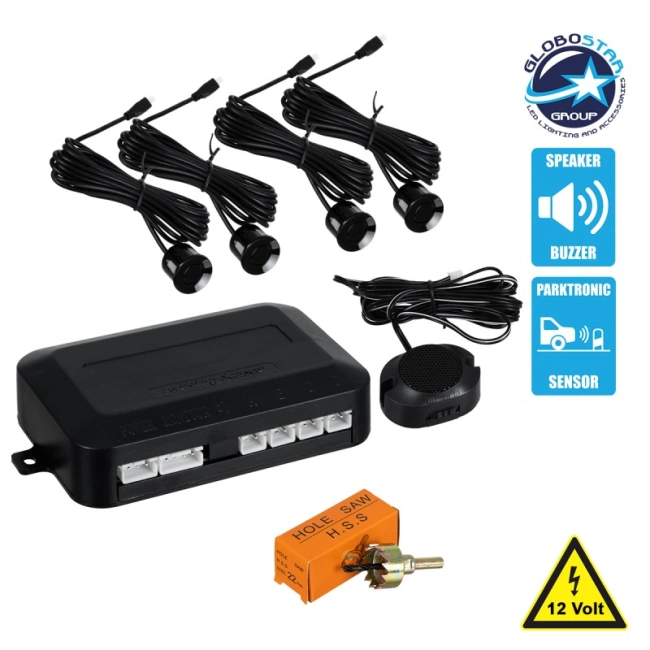 86000 Σύστημα Παρκαρίσματος Parktronic DC 12V με 4 Μαύρους Αισθητήρες και Ηχείο (Buzzer) - 2