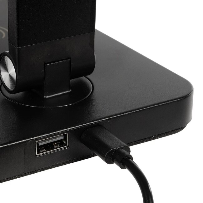 TEBLA 60482 Μοντέρνο Επιτραπέζιο Φωτιστικό Γραφείου με Ασύρματη Φόρτιση 5W 1A LED 5W 500lm 120° AC 220-240V IP20 Ρυθμιζόμενο Λευκό CCT με Αφή 2700K/4500K/6000K Dimmable - Bridgelux SMD Chip - Μαύρο - Μ11 x Π31 x Υ52cm - 2 Χρόνια Εγγύηση - 11