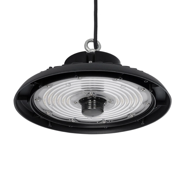 INDUSTRY 61706 Βιομηχανικό Φωτιστικό Καμπάνα High Bay UFO Τεχνολογίας Smart Group Linkable Control System 2.4Ghz με Αισθητήρα Κίνησης Microwave LED 200W 30000lm SDCM<5 90° AC 85-265V Αδιάβροχο IP65 IK08 Μαύρο Χυτό Αλουμίνιο - Φυσικό Λευκό 5000K - 338 x Sanan Opto SMD Chip & TÜV SÜD Driver