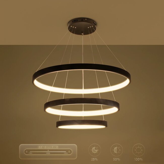 kelvo® NEMESIS KLV-101-0220 Κρεμαστό Φωτιστικό Οροφής LED 120W 12000lm 180° AC 220-240V IP20 Ρυθμιζόμενο Λευκό CCT με Χειριστήριο από 2700K έως 6000K Dimmable - Lumileds SMD Chip - Μαύρο Ματ - Μ80 x Π80 x Υ80cm - 3 Χρόνια Εγγύηση - 14