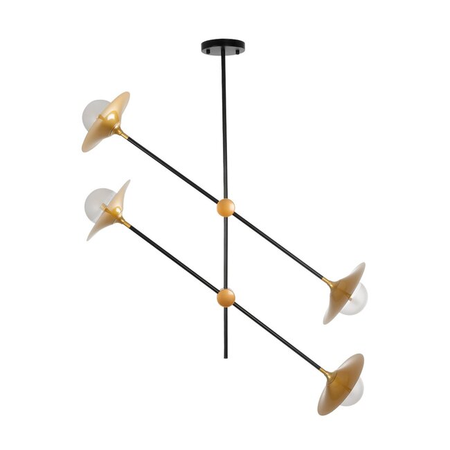 JOLIET 999-0044 Μοντέρνο Φωτιστικό Οροφής Πλέγμα Πολύφωτο 4 x G9 IP20 Μαύρο & Χρυσό Μέταλλο - Μ93 x Π20 x Υ106cm - 3