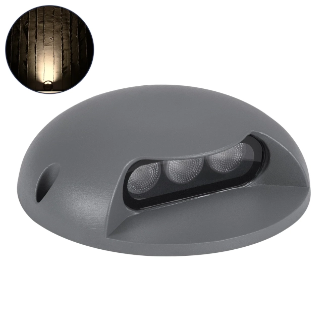  STEPLUNA 90622 Φωτιστικό Σκαλοπατιού / Διαδρόμου LED 3W 330lm 10° DC 24V Αδιάβροχο IP65 Θερμό Λευκό 2700K Dimmable - Bridgelux SMD Chip - Γκρι Ανθρακί Ματ - Μ12 x Π12 x Υ3cm - 3 Χρόνια Εγγύηση - 2