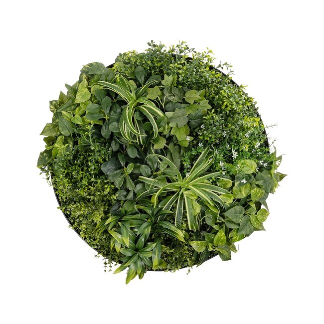 Artificial Garden VARIOUS PLANTS ROUND WALL DISC 20689 Τεχνητό Διακοσμητικό Στρογγυλό Πάνελ Φυλλωσιάς - Κάθετος Κήπος Μιξ Μ70 x Π70 x Υ15cm