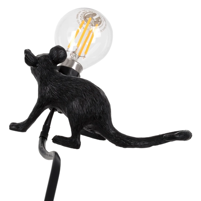 MOUSE 00675 Vintage Επιτραπέζιο Φωτιστικό Πορτατίφ με Ντουί 1 x E12 AC 220-240V IP20 - Μαύρο - Μ13 x Π4 x Υ7cm - 3