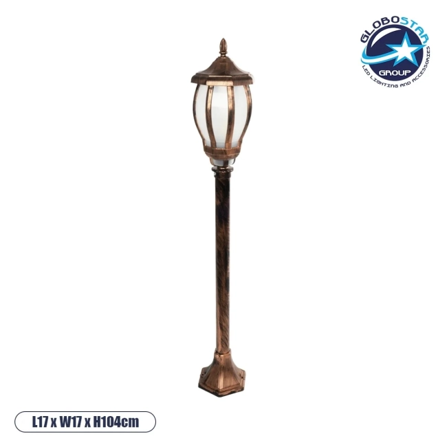 VERDI 203-0236 Vintage Επιδαπέδιο Φωτιστικό Κολωνάκι Κήπου Μονόφωτο 1 x E27 IP44 Χάλκινο & Διάφανο Πλαστικό - Μ17 x Π17 x Υ104cm VERDI 203-0236 Vintage Επιδαπέδιο Φωτιστικό Κολωνάκι Κήπου Μονόφωτο 1 x E27 IP44 Χάλκινο & Διάφανο Πλαστικό - Μ17 x Π17 x Υ104cm