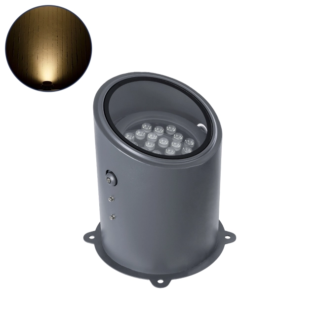 FLOOD-MILO 90737 Κινούμενος Προβολέας - Σποτ Φωτισμού Wall Washer για Φωτισμό Κτιρίων LED 24W 2160lm 10° AC 220-240V Αδιάβροχο IP67 Φ22 x Υ30cm Θερμό Λευκό 2700K - Γκρι Ανθρακί - 3 Χρόνια Εγγύηση - 10