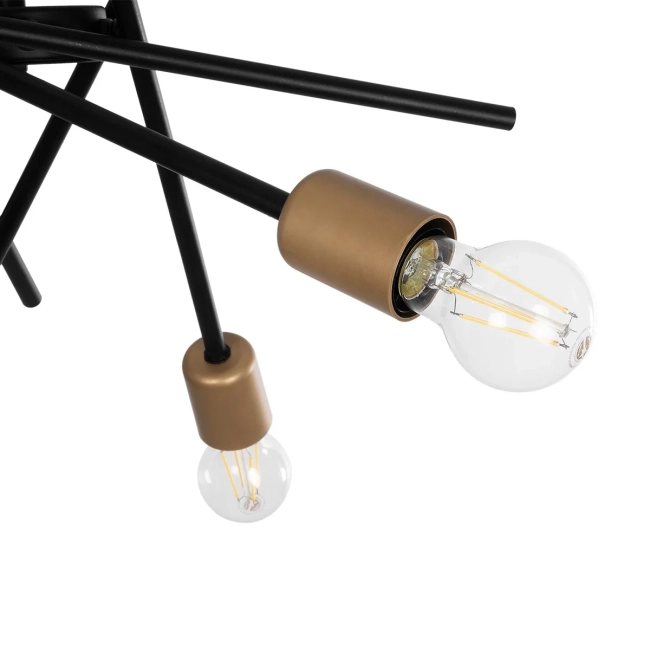 SUNFY 201-0030 Μοντέρνο Φωτιστικό Οροφής με Ντουί 6 x E27 AC 220-240V IP20 - Μαύρο & Μπρούτζινο - Μ57 x Π57 x Υ85cm - 6