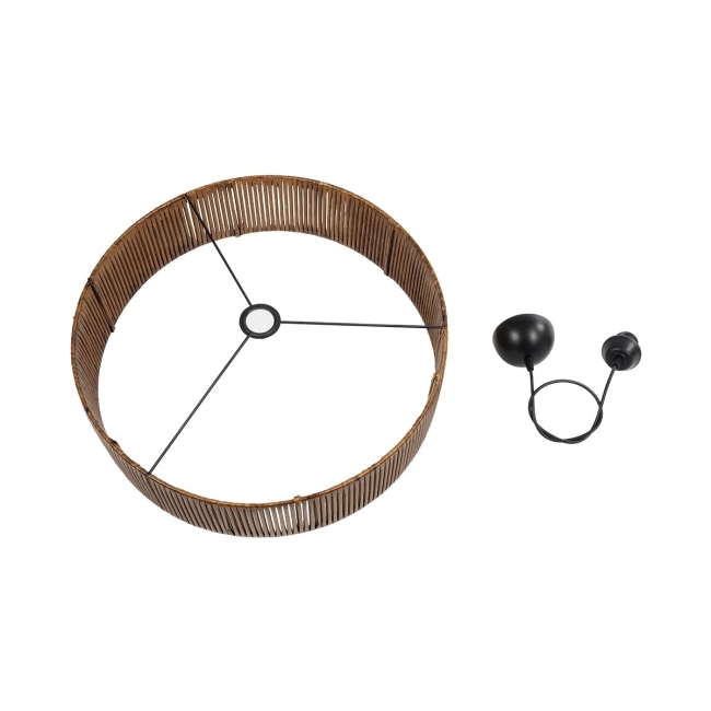 KYCLOS 203-0045 Boho Κρεμαστό Φωτιστικό Καπέλο Μονόφωτο 1 x E27 IP20 Καφέ Rattan - M55 x Π55 x Υ90cm - 10