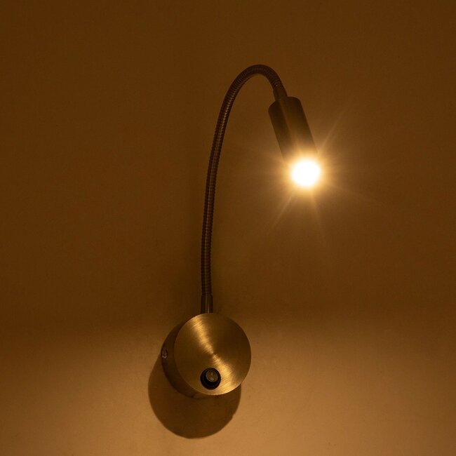 GOOSE 61691 Φωτιστικό Τοίχου - Απλίκα LED 3W 300lm 36° AC 220-240V IP20 - Reading Light - Θερμό Λευκό 2700K Ασημί Αλουμίνιο - Μ6.5 x Π22.5 x Υ23cm - 2 Xρόνια Εγγύηση