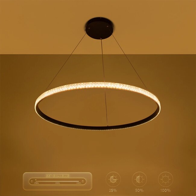 kelvo® DIAMOND KLV-101-0231 Κρεμαστό Φωτιστικό Οροφής LED 67W 6700lm 180° AC 220-240V IP20 Ρυθμιζόμενο Λευκό CCT με Χειριστήριο από 2700K έως 6000K Dimmable - Lumileds SMD Chip - Μαύρο Ματ - Μ80 x Π80 x Υ3cm - 3 Χρόνια Εγγύηση - 11