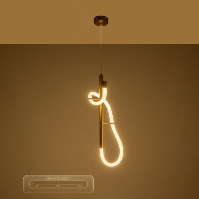 kelvo® GLOW KLV-101-0159 Κρεμαστό Φωτιστικό Οροφής LED 24W 2400lm 360° AC 220-240V IP20 Ρυθμιζόμενο Λευκό CCT με On/Off 2700K/4500K/6000K - Lumileds SMD Chip - Χρυσό Πλατίνα - Μ24 x Π10 x Υ62cm - 3 Χρόνια Εγγύηση - 14