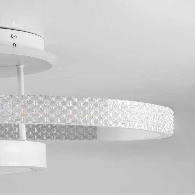 kelvo® DIAMOND KLV-101-0227 Φωτιστικό Οροφής LED 100W 10000lm 360° AC 220-240V IP20 Ρυθμιζόμενο Λευκό CCT με Χειριστήριο από 2700K έως 6000K Dimmable - Lumileds SMD Chip - Λευκό Ματ - Μ80 x Π50 x Υ20cm - 3 Χρόνια Εγγύηση - 7