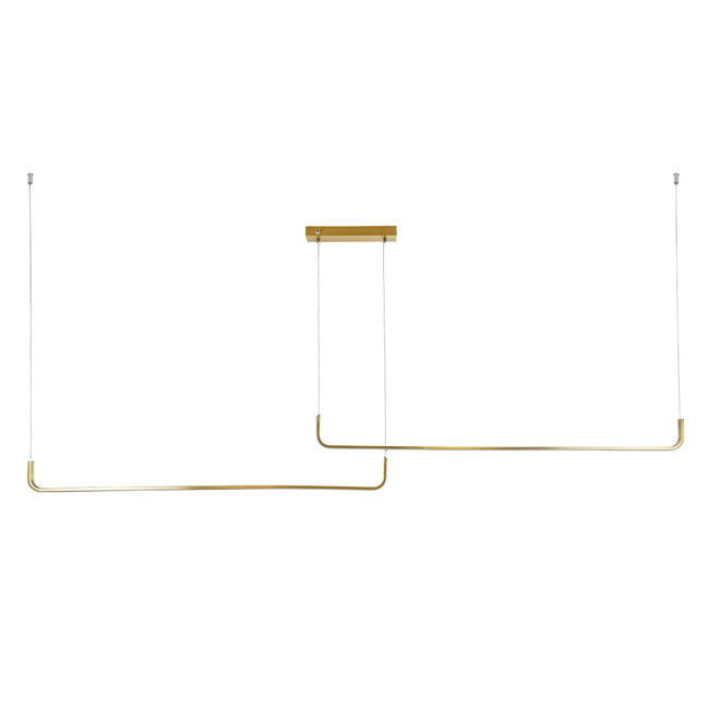 LINARIA DUO 60926 Μοντέρνο Κρεμαστό Φωτιστικό Οροφής LED 72W 8300lm 200° AC 220-240V IP20 Ρυθμιζόμενο Λευκό CCT με Χειριστήριο από 2700K έως 6000K Dimmable - Lumileds SMD Chip - Χρυσό Βούρτσας - Μ130 x Π4 x Υ25cm - 3 Χρόνια Εγγύηση - 3