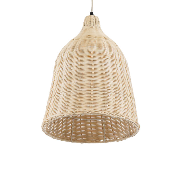 Vintage Κρεμαστό Φωτιστικό Οροφής Μονόφωτο Μπεζ Ξύλινο Ψάθινο Rattan Φ30  NATH 01202 - 5