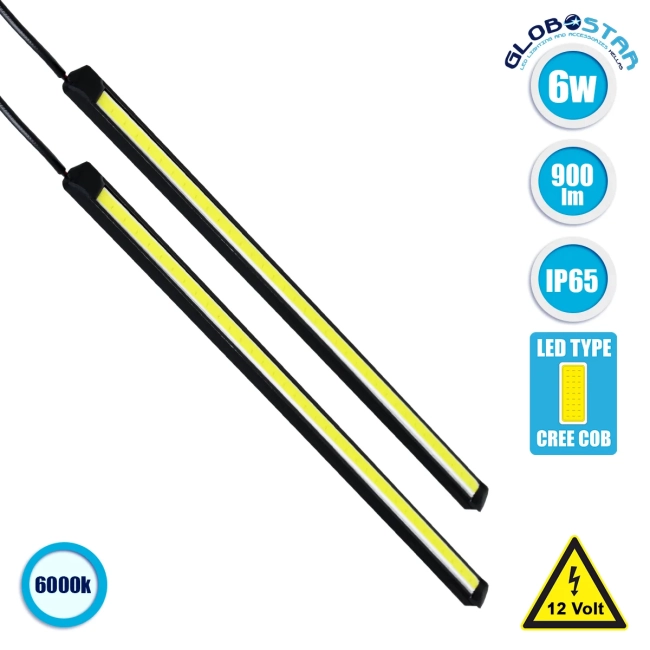 81721 Σετ 2 Μπάρες Αλουμινίου DRL LED CREE COB 6W 600lm 120° DC 12V Αδιάβροχες IP65 Ψυχρό Λευκό 6000K 81721 Σετ 2 Μπάρες Αλουμινίου DRL LED CREE COB 6W 600lm 120° DC 12V Αδιάβροχες IP65 Ψυχρό Λευκό 6000K
