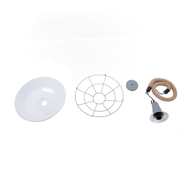 CRANE 01411 Vintage Κρεμαστό Φωτιστικό Οροφής με Ντουί 1 x E27 AC 220-240V IP20 - Γκρι & Μπεζ - Μ36 x Π36 x Y31cm - 10