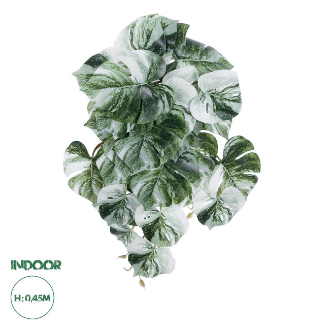 Artificial Garden ALBINO MONSTERA HANGING PLANT 20609 Τεχνητό Διακοσμητικό Κρεμαστό Φυτό Μονστέρα Υ45cm