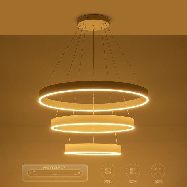 kelvo® VENOM KLV-101-0200 Κρεμαστό Φωτιστικό Οροφής LED 120W 12000lm 120° AC 220-240V IP20 Ρυθμιζόμενο Λευκό CCT με Χειριστήριο από 2700K έως 6000K Dimmable - Lumileds SMD Chip - Λευκό Ματ - Μ80 x Π80 x Υ80cm - 3 Χρόνια Εγγύηση - 13