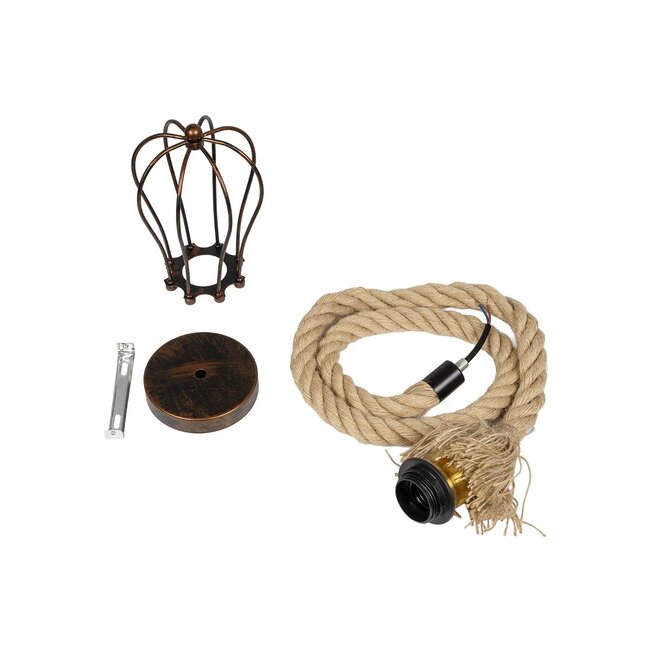 CAMBER 999-0200 Vintage Κρεμαστό Φωτιστικό Οροφής με Ντουί 1 x E27 AC 220-240V IP20 - Χάλκινο & Μπεζ - Μ12 x Π12 x Υ80cm - 8