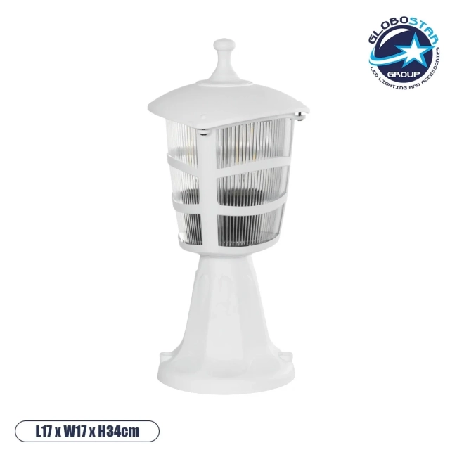 ZARDIN 203-0238 Vintage Επιδαπέδιο Φωτιστικό Φαναράκι Μονόφωτο 1 x E27 IP44 Λευκό & Διάφανο Πλαστικό - Μ17 x Π17 x Υ35cm