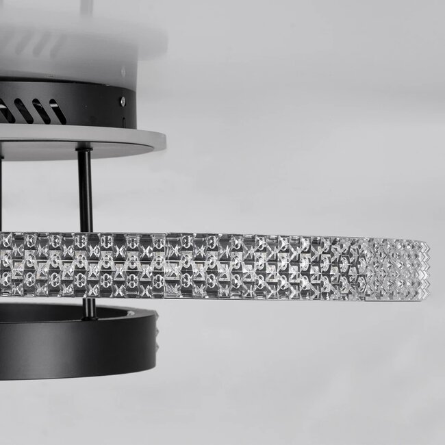 kelvo® DIAMOND KLV-101-0226 Φωτιστικό Οροφής LED 100W 10000lm 360° AC 220-240V IP20 Ρυθμιζόμενο Λευκό CCT με Χειριστήριο από 2700K έως 6000K Dimmable - Lumileds SMD Chip - Μαύρο Ματ - Μ80 x Π50 x Υ20cm - 3 Χρόνια Εγγύηση - 7