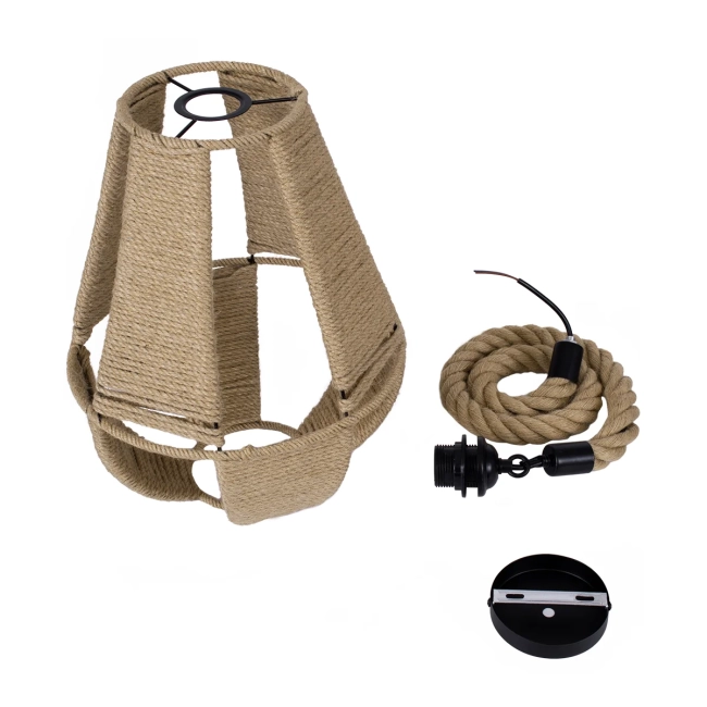 POLIA 01608 Boho Κρεμαστό Φωτιστικό Οροφής με Ντουί 1 x E27 AC 220-240V IP20 - Μπεζ - Μ30 x Π30 x Y42cm - 10