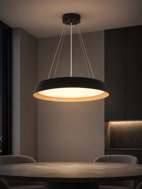kelvo® LUMORA KLV-101-0579 Κρεμαστό Φωτιστικό Οροφής LED 36W 3600lm 120° AC 220-240V IP20 Ρυθμιζόμενο Λευκό CCT με Διακόπτη στο Driver 2700K/4500K/6000K Triac Dimmable - Lumileds SMD Chip & ENEC/TÜV Driver - Μαύρο Ματ & Εφέ Ξύλου - Μ53 x Π53 x Υ7cm - 5 Χρόνια Εγγύηση