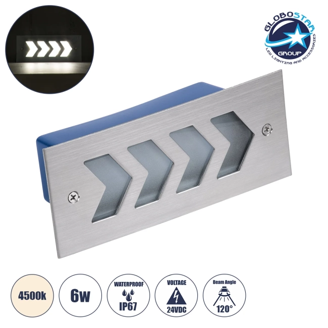 WALLLIGHT-ARINA 90671 Χωνευτό Φωτιστικό Τοίχου LED 6W 690lm 120° DC 24V Αδιάβροχο IP67 Μ17 x Π7 x Υ5.5cm Φυσικό Λευκό 4500K - Ανοξείδωτο Ατσάλι - 3 Years Warranty WALLLIGHT-ARINA 90671 Χωνευτό Φωτιστικό Τοίχου LED 6W 690lm 120° DC 24V Αδιάβροχο IP67 Μ17 x Π7 x Υ5.5cm Φυσικό Λευκό 4500K - Ανοξείδωτο Ατσάλι - 3 Years Warranty
