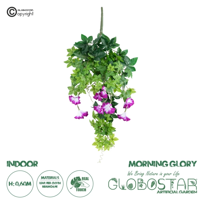 Artificial Garden MORNING GLORY HANGING BRANCH 20238 Τεχνητό Διακοσμητικό Κρεμαστό Φυτό Ιπομέα - Πρωϊνή Χαρά Υ60cm