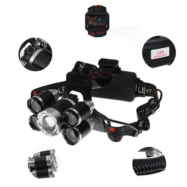 79059 Φακός Κεφαλής Επαναφορτιζόμενος LED CREE XML2-T6 Chip 50 Watt 5000 lm με 2 x 18650 Μπαταρίες 5200Mah Ψυχρό Λευκό 6000 K - 5 79059 Φακός Κεφαλής Επαναφορτιζόμενος LED CREE XML2-T6 Chip 50 Watt 5000 lm με 2 x 18650 Μπαταρίες 5200Mah Ψυχρό Λευκό 6000 K - 5