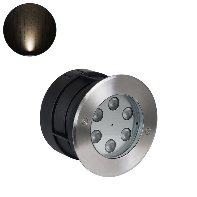 UNDERWATER-YUNI 90417 Υποβρύχιο Χωνευτό Φωτιστικό Σποτ Ειδικό για Σιντριβάνια LED 6W 540lm 30° DC 24V Αδιάβροχο IP68 Φ15 x Υ10cm Θερμό Λευκό 2700K - Ανοξείδωτο Ατσάλι - 3 Years Warranty