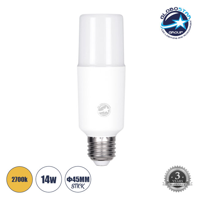60059 Λάμπα LED E27 Stick 14W 1540lm 260° AC 220-240V IP54 Φ4.5 x Υ13.7cm Θερμό Λευκό 2700K