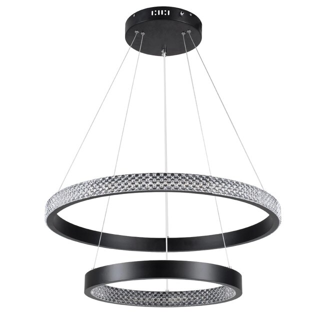 kelvo® DIAMOND KLV-101-0235-V2 Κρεμαστό Φωτιστικό Οροφής LED 75W 7500lm 360° AC 220-240V IP20 Ρυθμιζόμενο Λευκό CCT με Χειριστήριο από 2700K έως 6000K Dimmable - Lumileds SMD Chip - Μαύρο Ματ - Μ60 x Π60 x Υ40cm - 3 Χρόνια Εγγύηση - 4