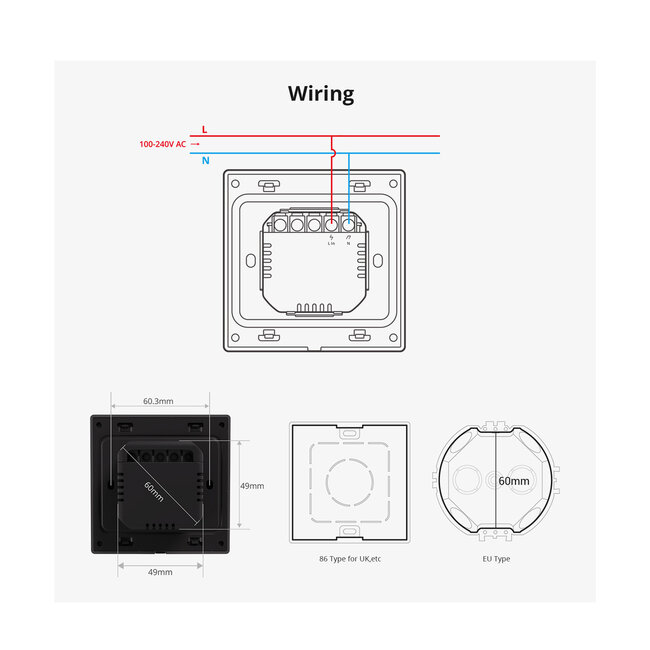 80095 SONOFF NSPanel86PW Wi-Fi & Zigbee 3.0 Smart Scene Wall Switch (86/EU Type) - AC 100-240V - Integrated HMI Touch Panel - Smart Controller & Gateway for All Smart Devises - 28
