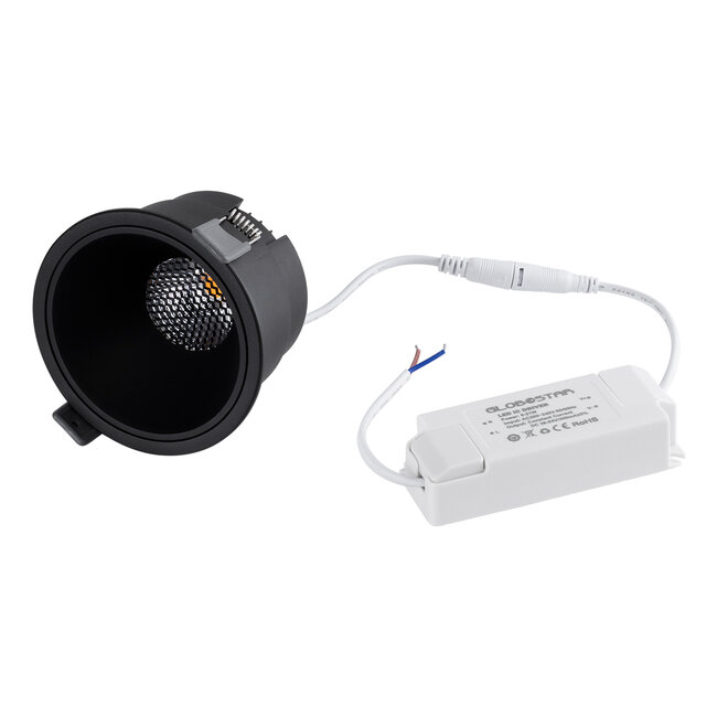 PLUTO-B 60263 Χωνευτό LED Spot Downlight TrimLess Φ10.4cm 15W 1875lm 38° AC 220-240V IP20 Φ10.4 x Υ6.5cm - Στρόγγυλο - Μαύρο & Anti-Glare HoneyComb - Θερμό Λευκό 2700K - Bridgelux COB - 5 Years Warranty - 7