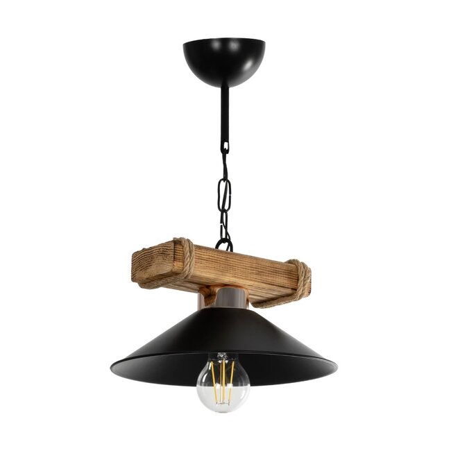 GLISTER PRO 201-0117 Vintage Κρεμαστό Φωτιστικό Οροφής με Ντουί 1 x E27 AC 220-240V IP20 - Μαύρο & Μπεζ - Μ25 x Π25 x Υ15cm