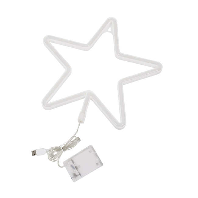 78585 Φωτιστικό Ταμπέλα Φωτεινή Επιγραφή NEON LED Σήμανσης STAR 5W με Καλώδιο Τροφοδοσίας USB - Μπαταρίας 3xAAA (Δεν Περιλαμβάνονται) - Θερμό Λευκό 2700K - 4