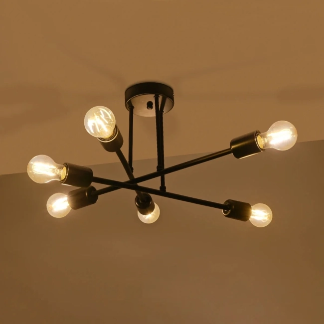 LAMIRA 201-0029 Μοντέρνο Φωτιστικό Οροφής με Ντουί 6 x E27 AC 220-240V IP20 - Μαύρο - Μ51 x Π51 x Υ25cm LAMIRA 201-0029 Μοντέρνο Φωτιστικό Οροφής με Ντουί 6 x E27 AC 220-240V IP20 - Μαύρο - Μ51 x Π51 x Υ25cm