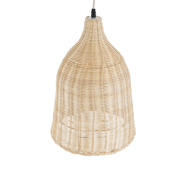 Vintage Κρεμαστό Φωτιστικό Οροφής Μονόφωτο Μπεζ Ξύλινο Ψάθινο Rattan Φ30  NATH 01202 - 6