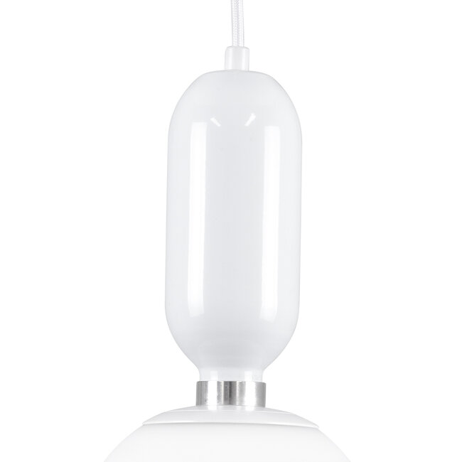 MAVERICK 00944 Μοντέρνο Κρεμαστό Φωτιστικό Οροφής Μονόφωτο Λευκό Μεταλλικό Γυάλινο Μπάλα Φ15 x Υ15cm - 6