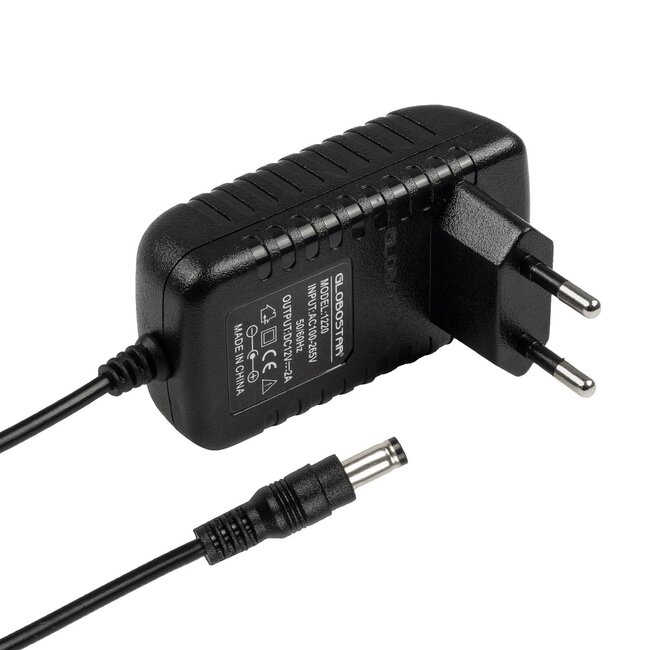 VOLTIX GLB-107-0002 Τροφοδοτικό/Μετασχηματιστής Class II SELV 24W 2A AC 220-240V σε DC 12V IP20 - Μαύρο Ματ - Μ8 x Π4.2 x Υ2.8cm - 3 Χρόνια Εγγύηση - 3