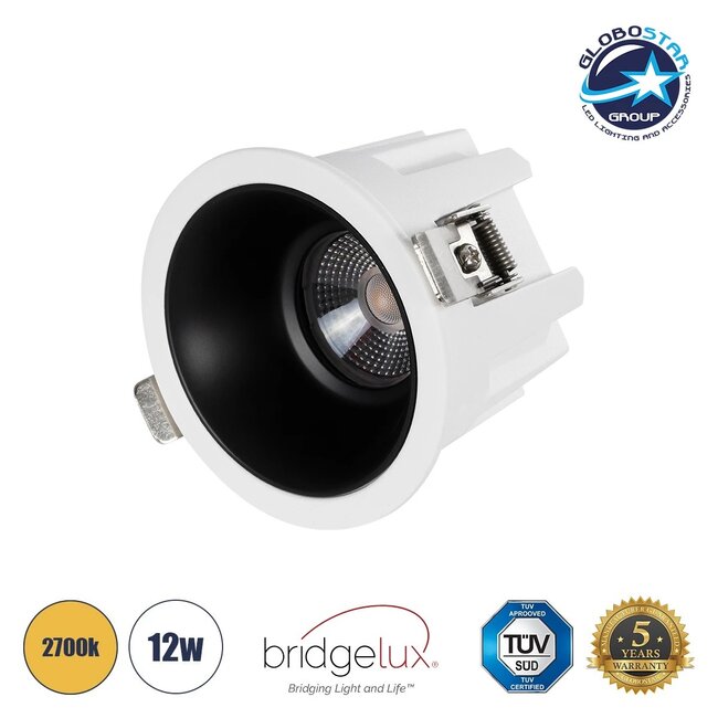 DUSTY 60341 Χωνευτό Downlight Σποτ LED 12W 1320lm 45° AC 220-240V Αδιάβροχο IP65 Θερμό Λευκό 2700K - Bridgelux COB Chip & TÜV SÜD Driver - Λευκό & Μαύρο Ματ - Μ8 x Π8 x Υ7.5cm / Q7.5cm - 5 Χρόνια Εγγύηση