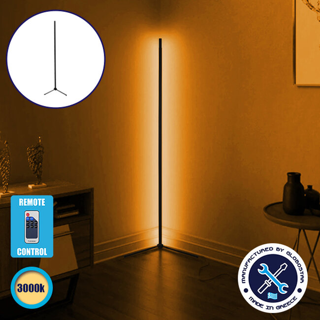 Μοντέρνο Minimal Επιδαπέδιο Μαύρο Φωτιστικό 150cm LED 24 Watt με Ασύρματο Χειριστήριο RF & Dimmer Θερμό Λευκό 3000k  ALIEN Design GLOBO-150-3