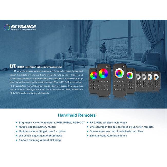 71548 RT4 SKYDANCE Ασύρματο Χειριστήριο Αφής RF 2.4Ghz 1 Group για όλα τα RGB/RGBW SKYDANCE Controller DC 3V 2 x AAA - IP20 Μαύρο Μ12.2 x Π5.3 x Υ1.7cm - 5 Years Warranty - 12