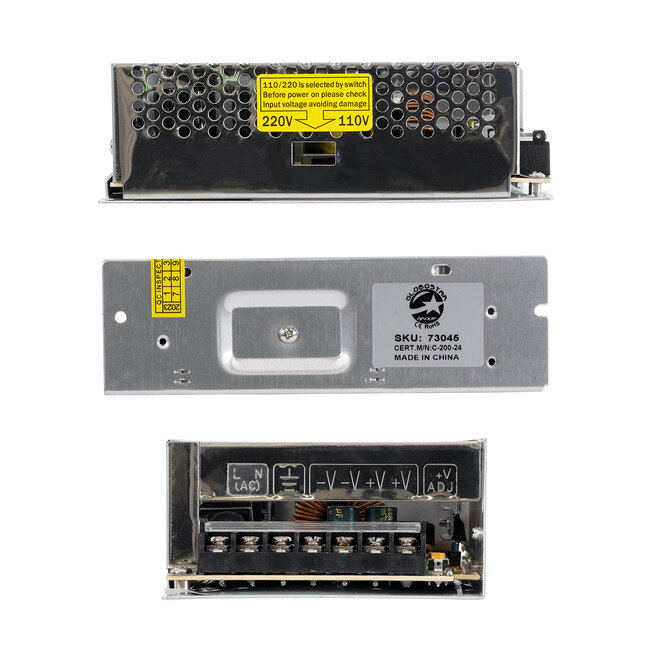 73045 Μεταλλικό Τροφοδοτικό PELV για Προϊόντα LED 200W 8.3A - AC 220-240V σε DC 24V - IP20 - Μ16 x Π10 x Υ5cm - 3 Χρόνια Εγγύηση - 6