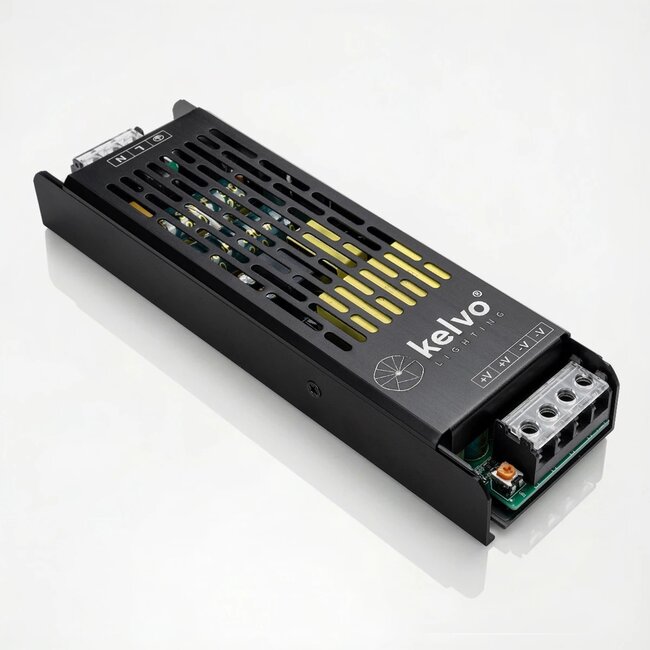 kelvo® ILUMA KLV-107-0010 Slim Τροφοδοτικό/Μετασχηματιστής Class I PELV 300W 25A AC 220-240V σε DC 12V IP20 - Γκρι Ανθρακί Ματ - Μ19.6 x Π5.9 x Υ2.8cm - 5 Χρόνια Εγγύηση